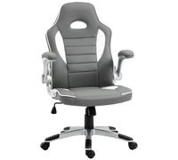 HOMCOM Gaming Chair PU Leather Office Chair Swivel Chair w/ Tilt Function Grey - Vinsetto | TJ Hughes