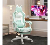 HOMCOM Gaming Chair with Footrest - Reclining Computer Chair - Light Blue | TJ Hughes