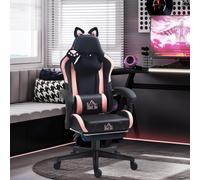 HOMCOM Gaming Chair with Footrest, Reclining Computer Chair, Black, Black