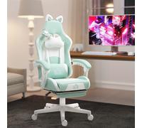 HOMCOM Gaming Chair with Footrest, Reclining Computer Chair, Light Blue