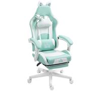 Homcom Gaming Chair With Footrest, Reclining Computer Chair, Light Blue Light Blue