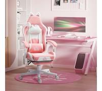 HOMCOM Gaming Chair with Footrest, Reclining Computer Chair, Pink