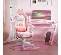 Homcom Gaming Chair With Footrest, Reclining Computer Chair, Pink, Pink