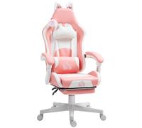 HOMCOM Gaming Chair with Footrest, Reclining Computer Chair, Pink - Pink