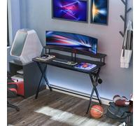 HOMCOM Gaming Computer Desk Writing Table w/ Headphone Hook Curved Front