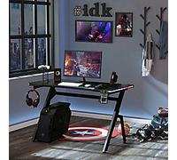 HOMCOM Gaming Desk Black Rubberwood 4 Metal legs 666 (W) x 1,200 (D) x 960 (H) mm E1 Grade Particle Board, Steel