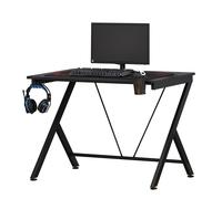 HOMCOM Gaming Desk Computer Table Metal Frame - Black, Black