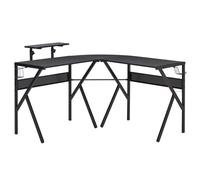 Homcom Gaming Desk L-Shaped Corner Computer Table for Home Office PC Workstations with Adjustable Monitor Stand Cup Holder Headphone Hook 125x125x75cm