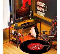 HOMCOM Reversible Computer Desk with LED Lights and Power Outlets, none