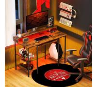 HOMCOM Gaming Desk with Monitor Stand and Sliding Keyboard Tray Rustic Brown, Brown