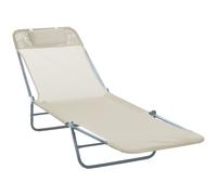 HOMCOM Garden Lounger Recliner, Adjustable Sun Bed Chair, Comfortable, Beige Aosom UK