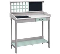 HOMCOM Outdoor Potting Table Bench Workstation with Wood Planting Shelves