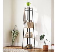 Homcom Garment Rack With Storage, Clothes Rack With 8 Hooks And 3-Tier Shelf