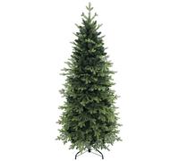 HOMCOM Geneva Fir Hinged Xmas Tree, 7ft/210cm Artificial Christmas Tree with 2079 Branch Tips, Foldable Steel Stand, Green