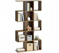 Homcom Geometric Bookshelf, 5-Tier S Shaped Bookcase In Brown Brown