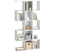 Homcom Geometric Bookshelf, 5-Tier S Shaped Bookcase In White White