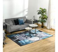 HOMCOM Large Blue Area Rug, Geometric Carpet for Living Room Bedroom - 230L x 160W cm - Blue, Black, White