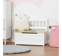 HOMCOM Girl's 2 In 1 Wooden Toy Box, Kids Seat Bench Storage Chest, 60 x 30 x 50cm in White | Size: 60 x 30 x 50 cm HOMCOM White 60 x 30 x 50 cm