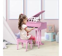 Jouet Kids 30 Key Mini Piano with Music Stand & Bench - Pink, Pink