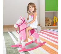 HOMCOM Girl's Kids Toy Rocking Horse Wood Plush Animal Wooden Riding Walking Wheel-Horse in Pink HOMCOM Pink