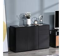 HOMCOM Gloss Push-Open Side Cabinet W/ 2 Drawer, 2 Door Cabinet for Home Office in Black HOMCOM Black