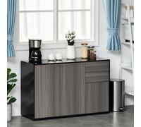 HOMCOM Side Cabinet With 2 Door Cabinet And 2 Drawer For Home Office Grey Black, Grey