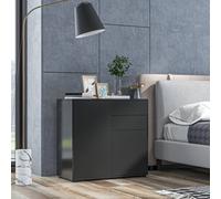 Homcom Gloss Push-Open Side Cabinet With 2 Drawer, 2 Door Cabinet For Home Office In Black Black