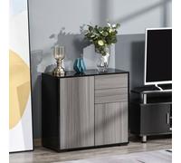 HOMCOM Side Cabinet With 2 Doors And 2 Drawers Grey Black, Black