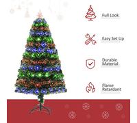 HOMCOM Green Fibre Optic Artificial Christmas Tree Per Lit 5ft - 02-0762