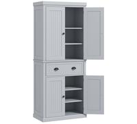 HOMCOM Grey Kitchen Cabinet Wooden Storage Cabinet with 3 Adjustable Shelves Painting Kitchen Cupboards Aosom UK