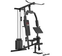 HOMCOM Multi Gym Equipment, 45KG Weight Stack, Chest Press, Butterfly Press & Leg Developer for Strength Training