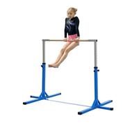 HOMCOM Height Adjustable Gymnastics Horizontal Bar For Kids Home Gym Training in Blue HOMCOM Blue Kids