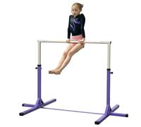 HOMCOM Gymnastics Bar, Height Adjustable Gymnastics Horizontal Bar for Kids, Home Gym Training Children Junior Kip High Bar Fitness, Purple