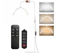 HOMCOM Half Moon Lash Light with 350° Rotatable Head Phone Holder White | Beauty Floor Lamp, 7 Colour Temperature, Dimmable Standing Lamp, for Eyelash Extension, Tattoo, Nails, Skincare