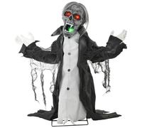 HOMCOM Halloween Animated Skeleton with Glowing LED Eyes and Mouth, Half-Body Halloween Decoration, Battery Operated