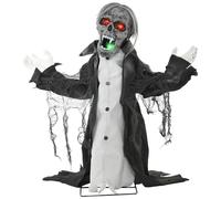 HOMCOM Halloween Animated Skeleton with Glowing LED Eyes and Mouth, Half-Body Scary Halloween Decoration, Battery Operated, Indoor Party Props