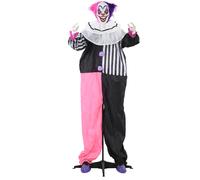 HOMCOM Halloween Clown Animatronic Prop with Light Up Eyes, for Indoor Outdoor
