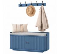 HOMCOM Hallway Storage Unit, Hallway Furniture Set with Shoe Storage Cabinet and 5 Hooks Coat Rack, Blue