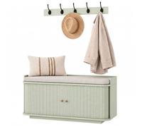 HOMCOM Hallway Storage Unit, Hallway Furniture Set with Shoe Storage Cabinet and 5 Hooks Coat Rack, Light Green