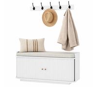 HOMCOM Hallway Furniture Set with Shoe Bench & Coat Rack in White HOMCOM White