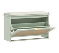 HOMCOM Hallway Shoe Storage Bench with Padded Seat & Flip Drawer, Stylish Boho Shoe Storage for Entryway, Light Green Aosom UK