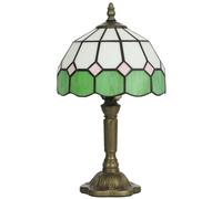 HOMCOM Handmade Art Deco Glass Table Lamp - White/Green