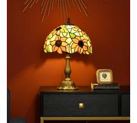 HOMCOM Antique Table Lamp, for Bedroom Bedside, Bulb not Included, Sunflower, Orange