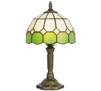 HOMCOM Handmade Stained Glass Table Lamp Tiffany-Style Bedside Lamp Green