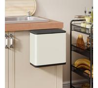 Homcom Hanging Kitchen Bin, Rubbish Bin W/ Stay-Open Lid For Under Sink In Cream Cream