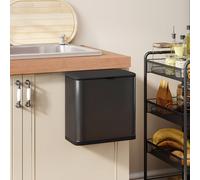 HOMCOM 8L Hanging Kitchen Bin Stainless Steel Press-to-Open Lid Black