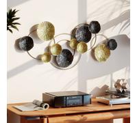 Homcom Hanging Wall Sculpture With Modern Lotus-Leaf Design, Metal Wall Art In Gold Gold