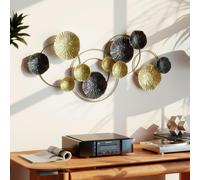 Homcom Hanging Wall Sculpture With Modern Lotus-Leaf Design, Metal Wall Art In Gold Gold One Size