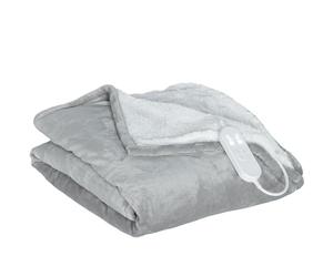 HOMCOM Heated Blanket 180 x 130cm, Electric Throw Blanket with 10 Heat Levels and 10H Timer, Machine Washable Flannel and Cotton Velvet with Overheat Protection, Grey