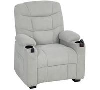 HOMCOM Heated Massage Chair with Vibration & Memory Function, Fleece Power Reclining Chair with Side Pocket & Cup Holders, Grey Aosom UK